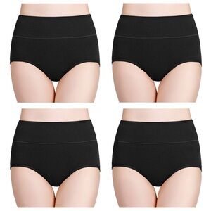 Wirarpa Postpartum High Waisted Cotton Briefs Panties Women's 7XL Black 4 Pack